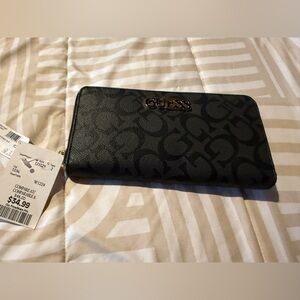 Guess Black and Gold Logo Wallet